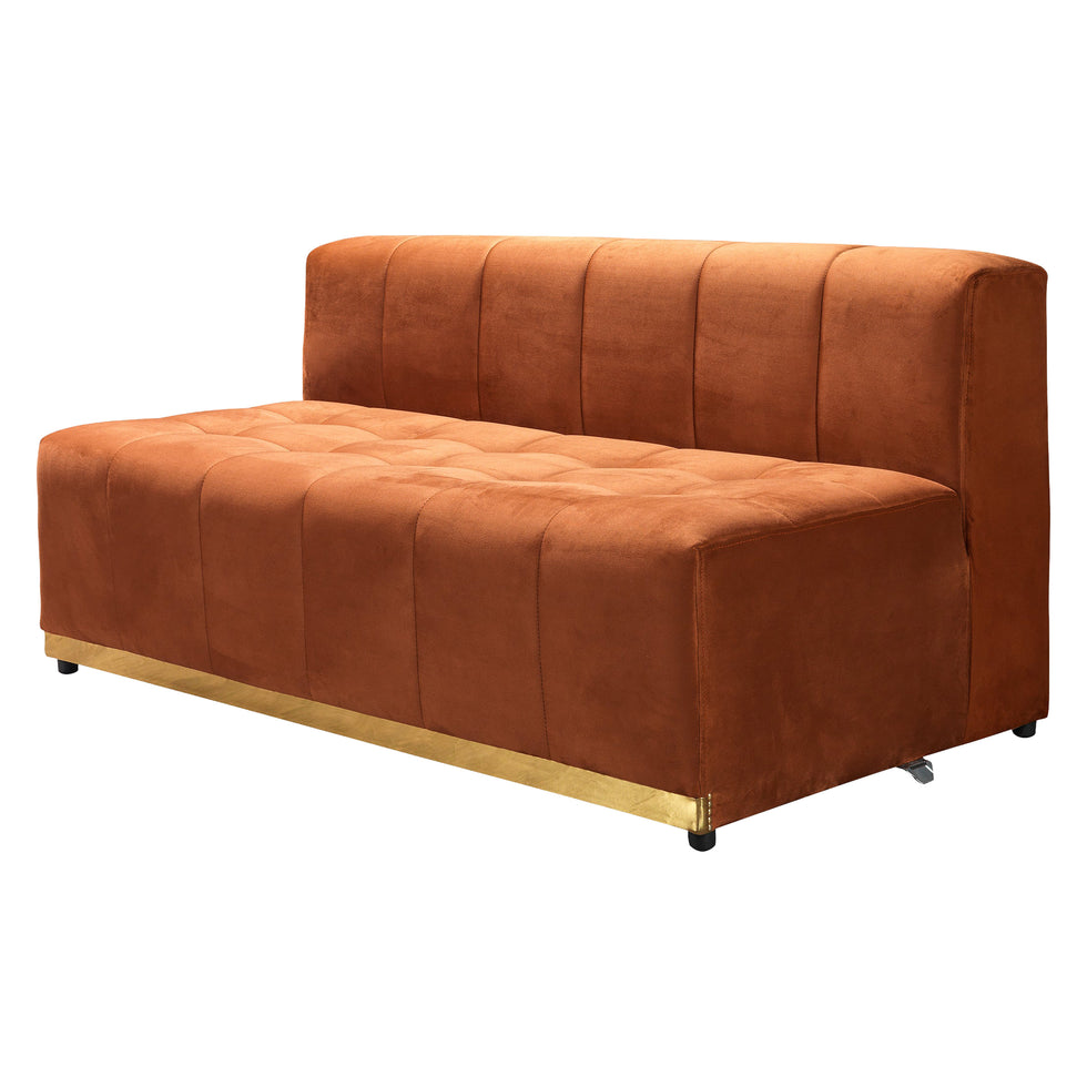 Nova - Elisha Orange Velvet Double Chaise 140" Sectional