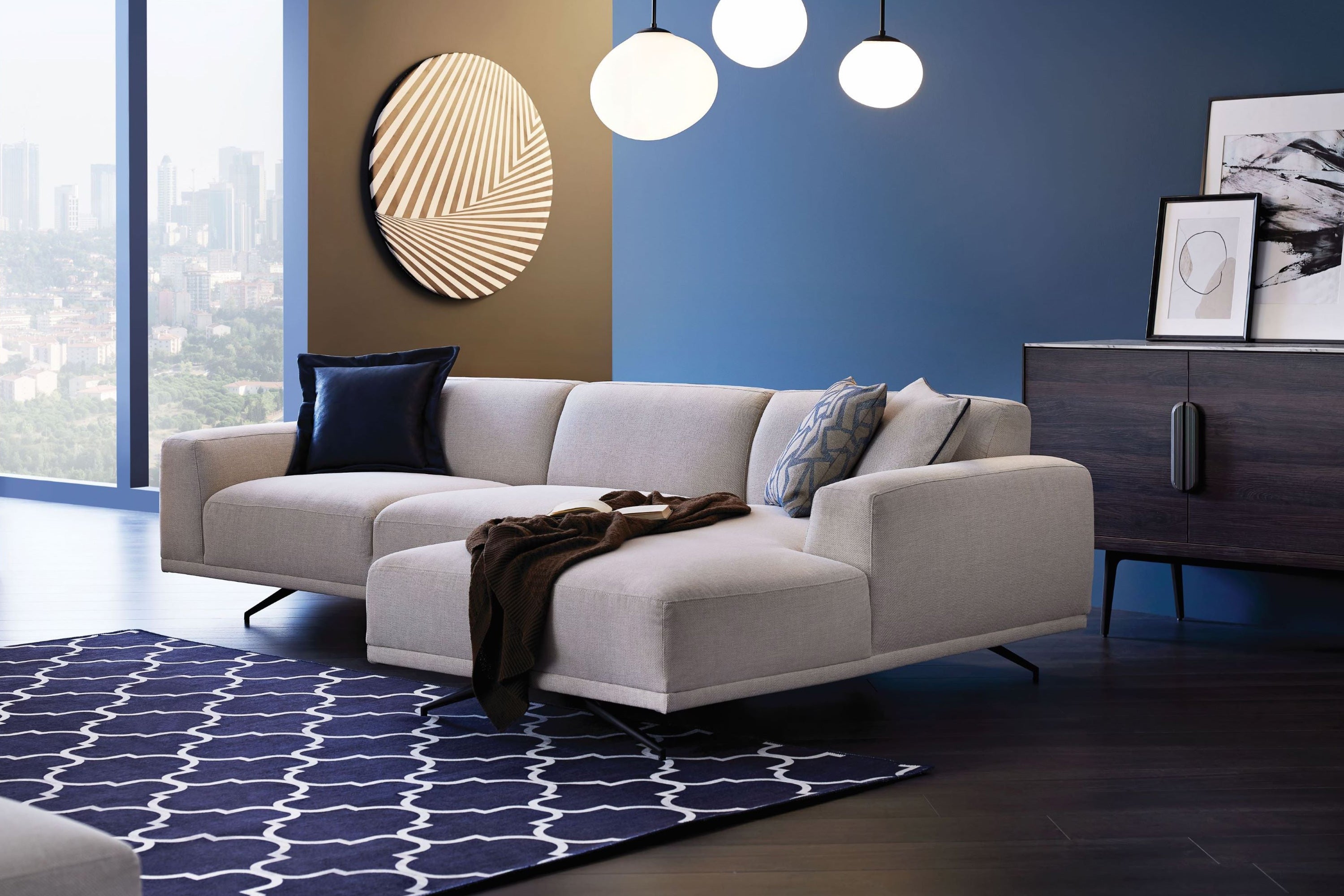 Nova - Giorno L-Corner Right Hand Facing Sofa in Ecru