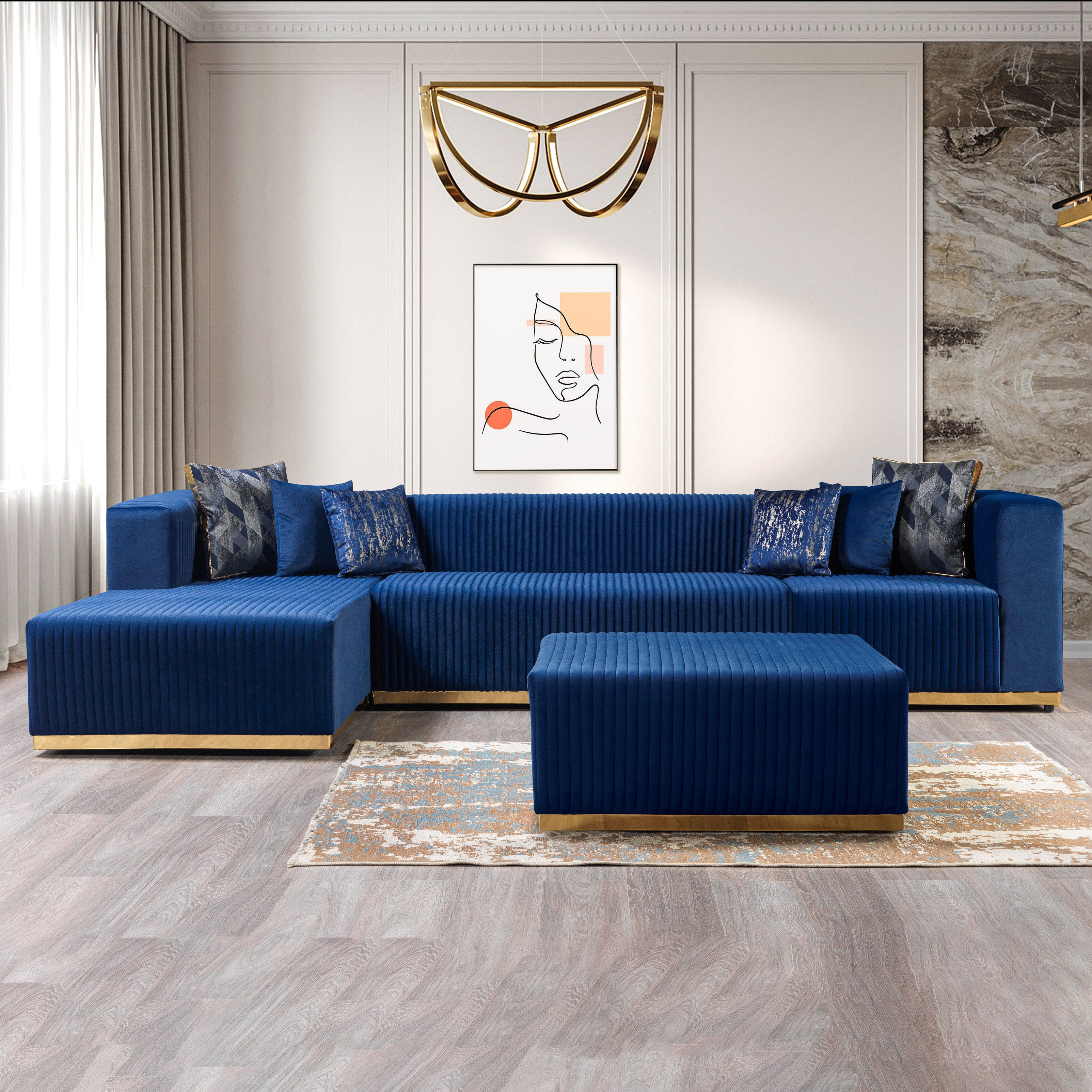 Nova - Juliana Velvet 4-Piece Sectional
