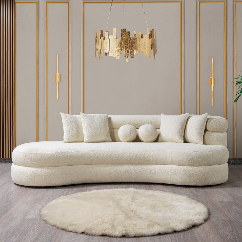 Nova - Larissa Ivory Boucle Chaise Lounge