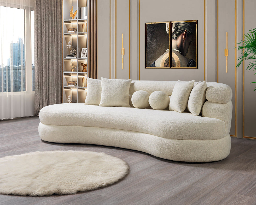 Nova - Larissa Ivory Boucle Chaise Lounge