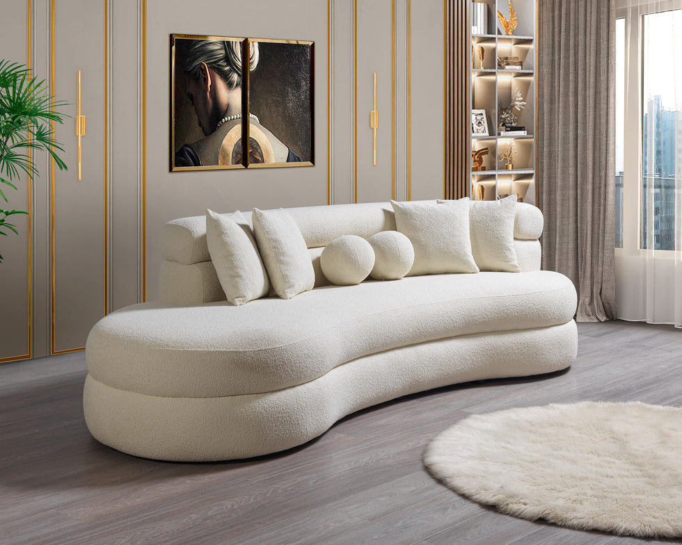 Nova - Larissa Ivory Boucle Chaise Lounge