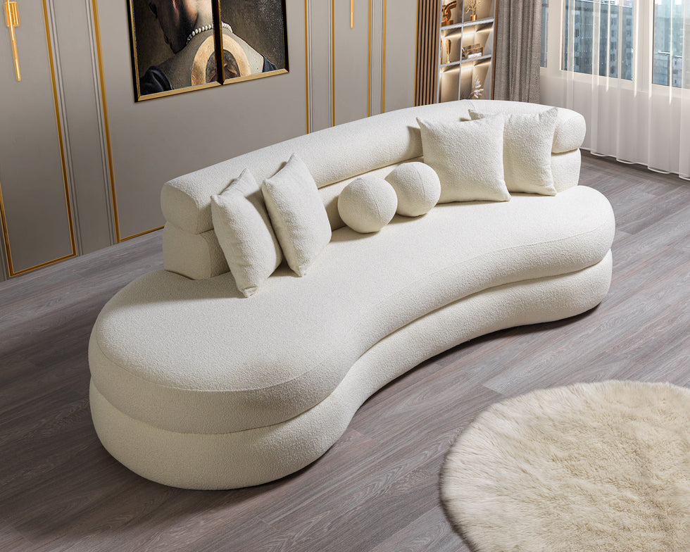 Nova - Larissa Ivory Boucle Chaise Lounge
