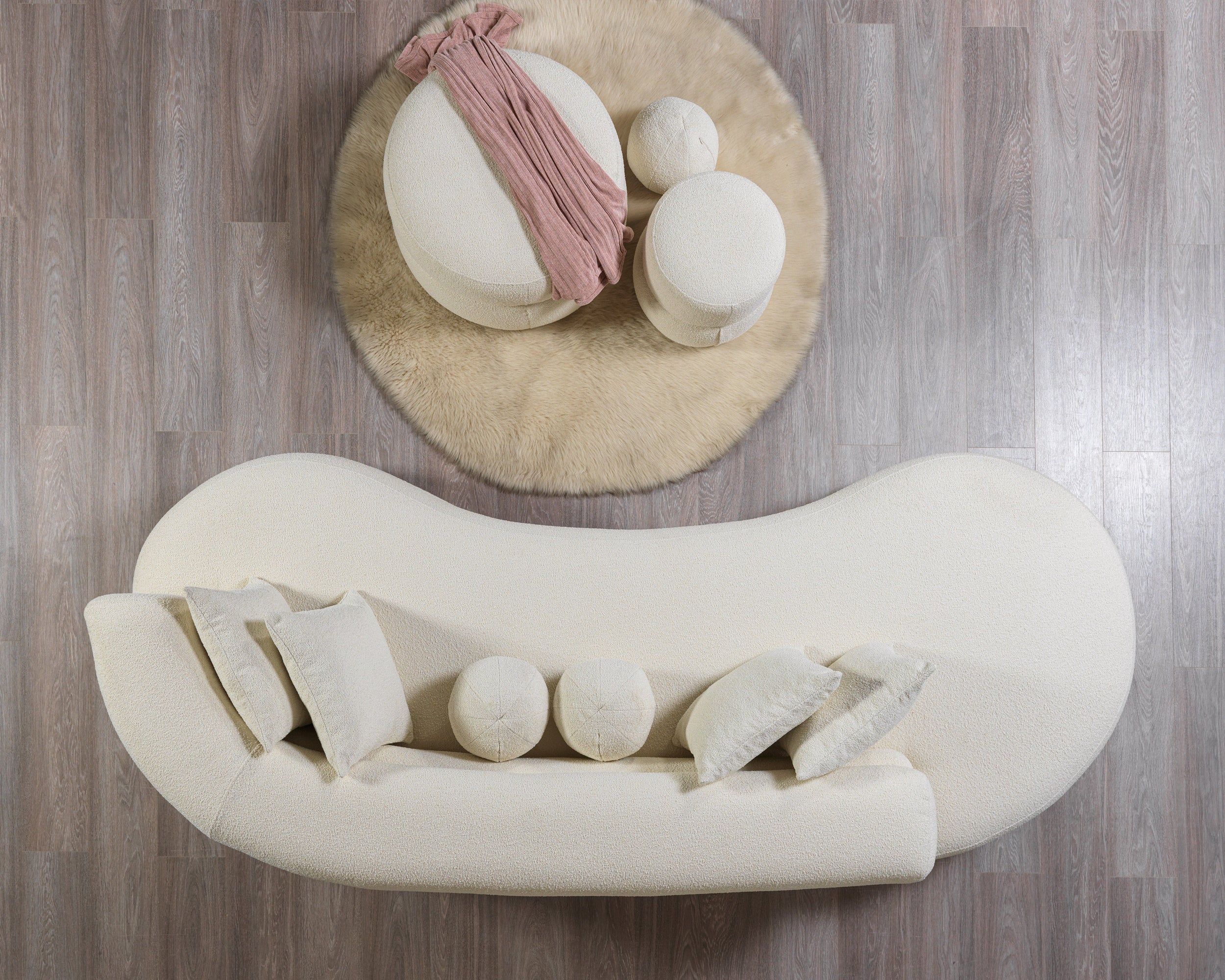 Nova - Larissa Ivory Boucle Chaise Lounge