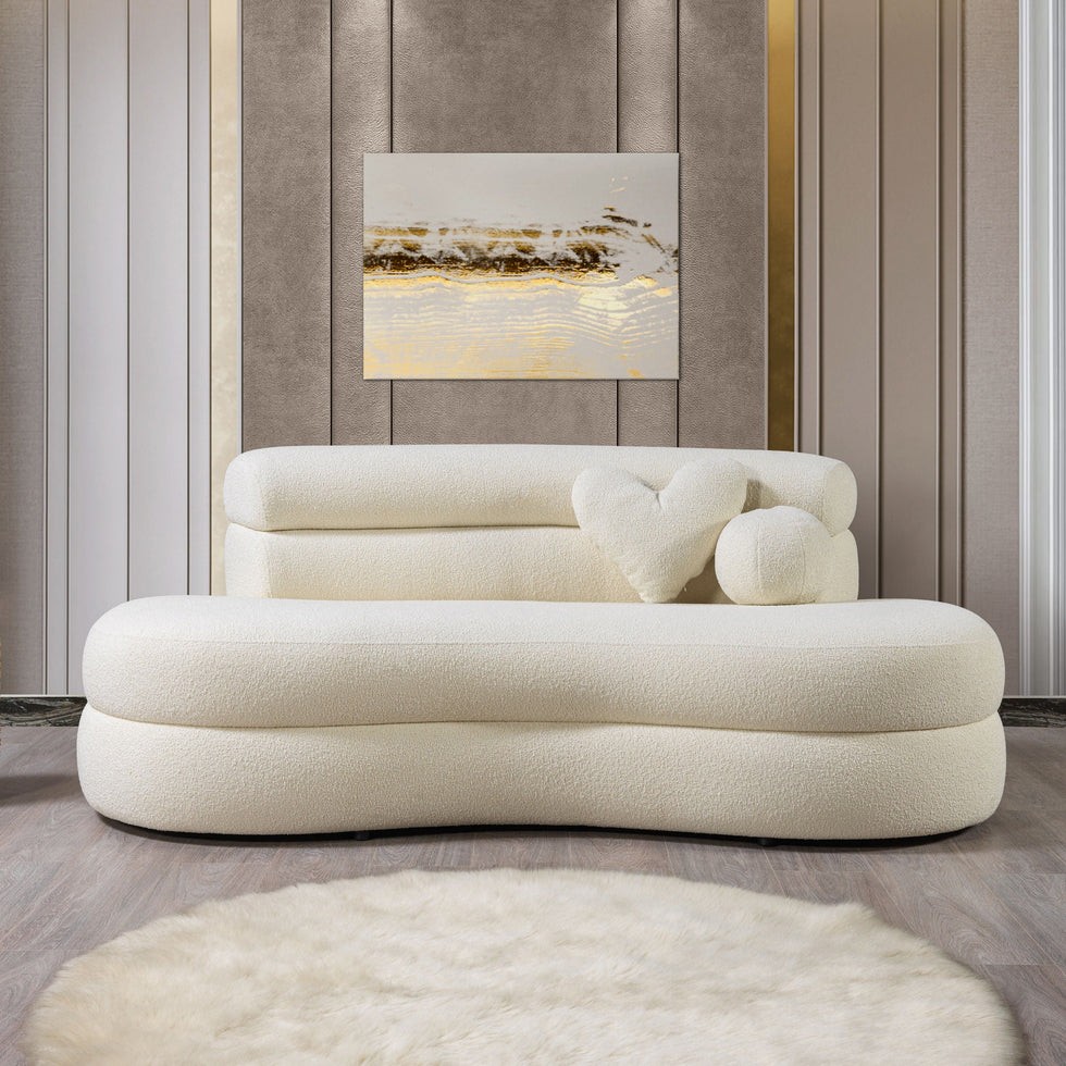 Nova - Larissa Ivory Boucle Loveseat