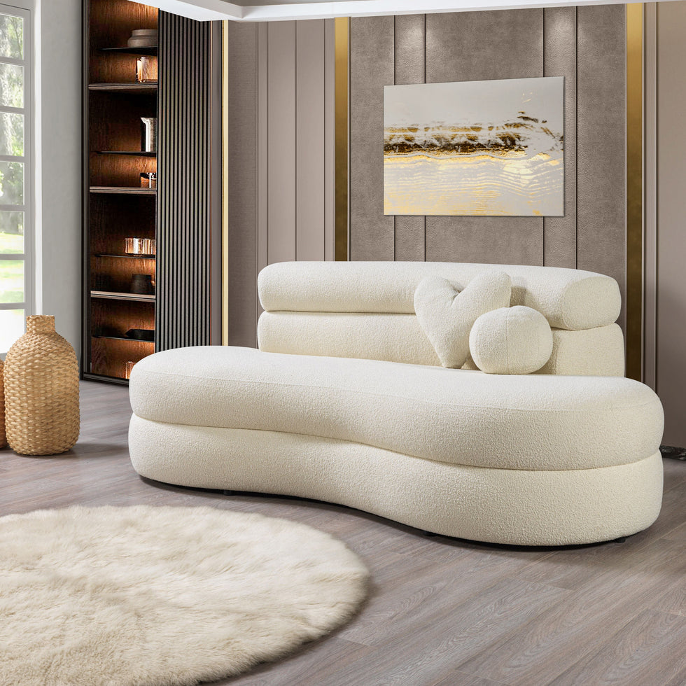 Nova - Larissa Ivory Boucle Loveseat