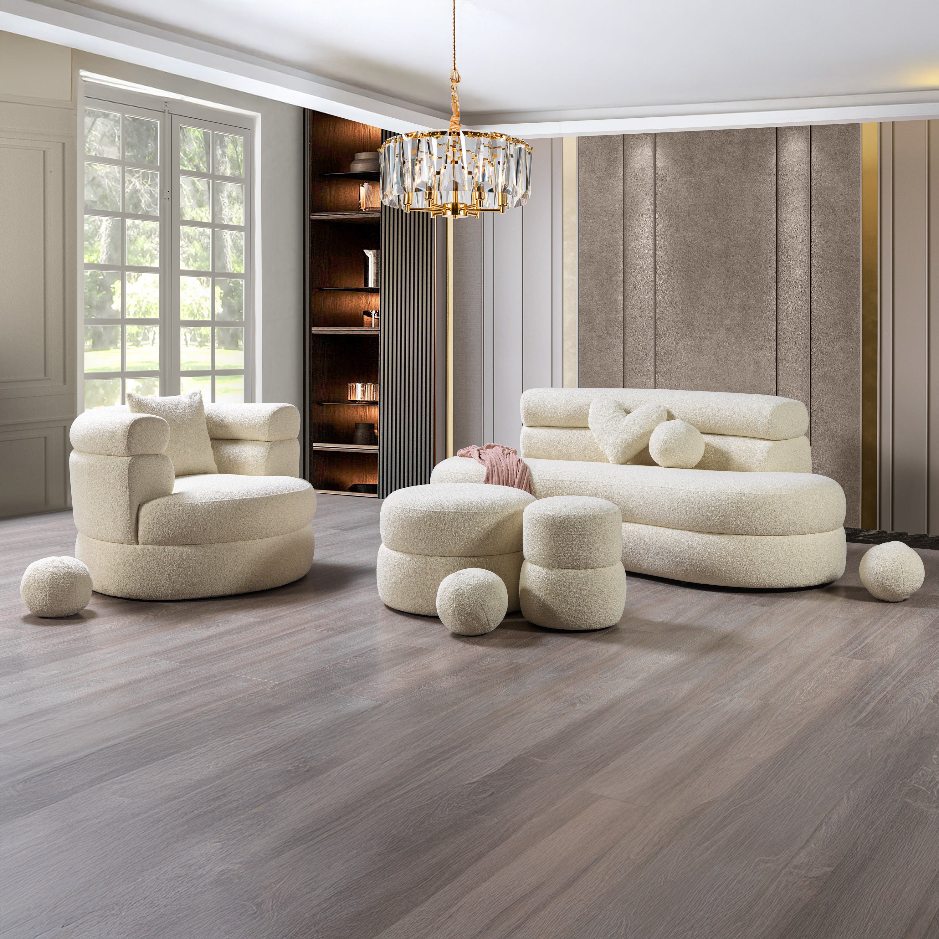 Nova - Larissa Ivory Boucle Loveseat