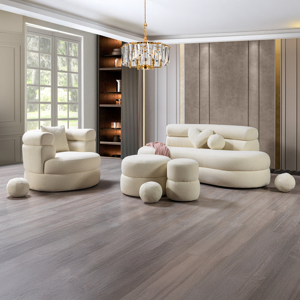 Nova - Larissa Ivory Boucle Loveseat