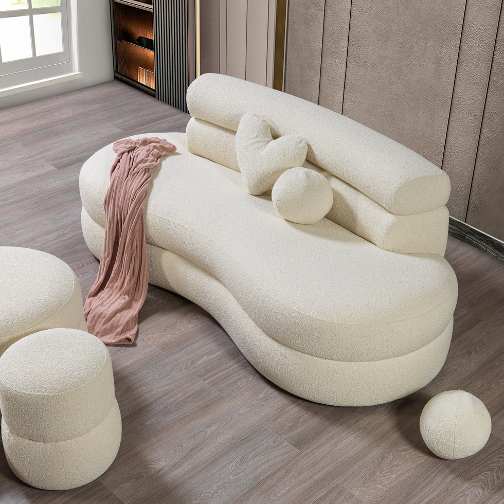 Nova - Larissa Ivory Boucle Loveseat