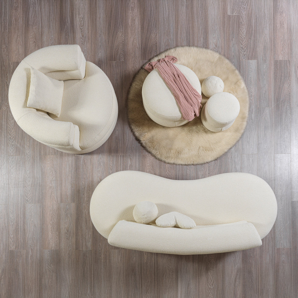 Nova - Larissa Ivory Boucle Loveseat