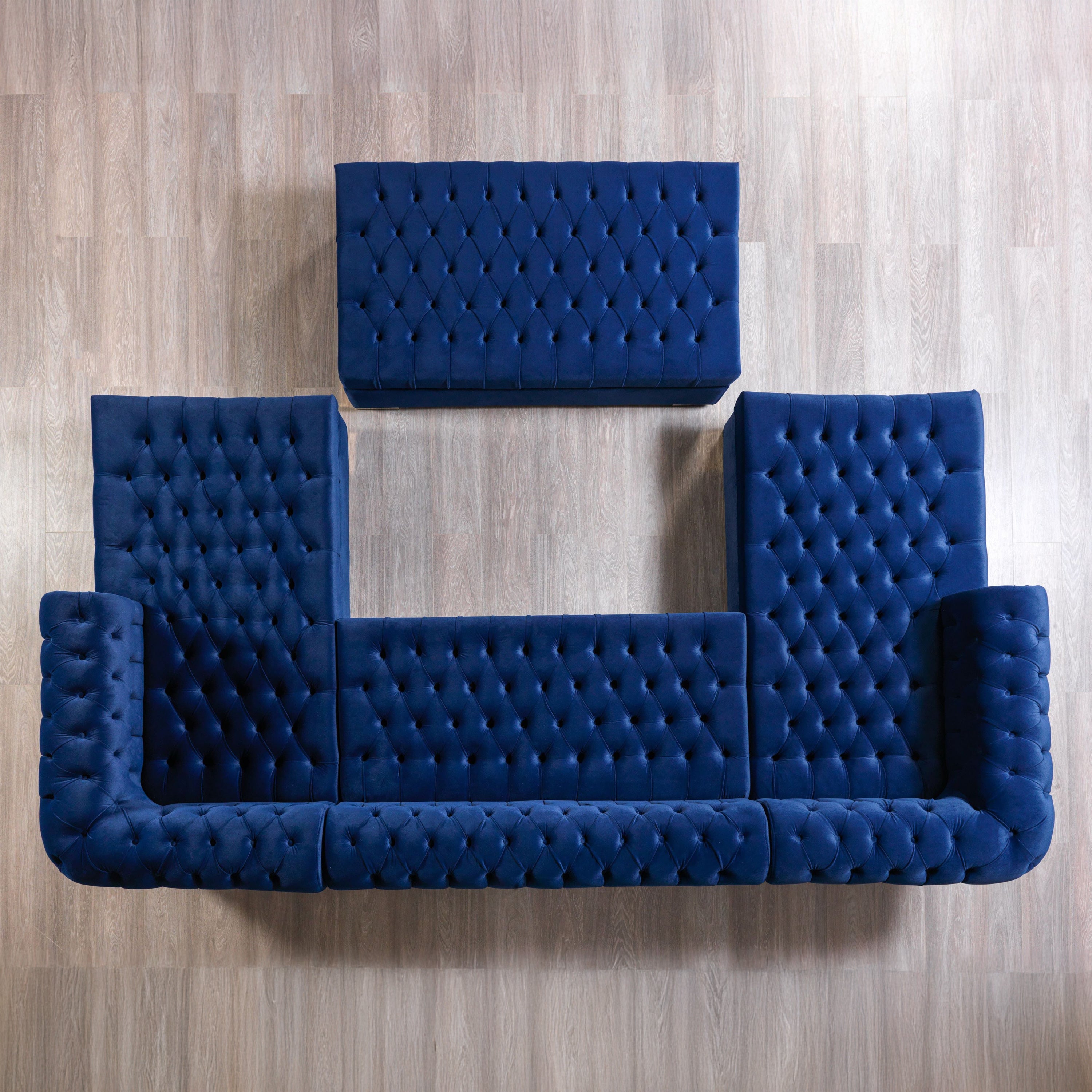 Nova - Lauren Navy Velvet Double Chaise 136" Sectional