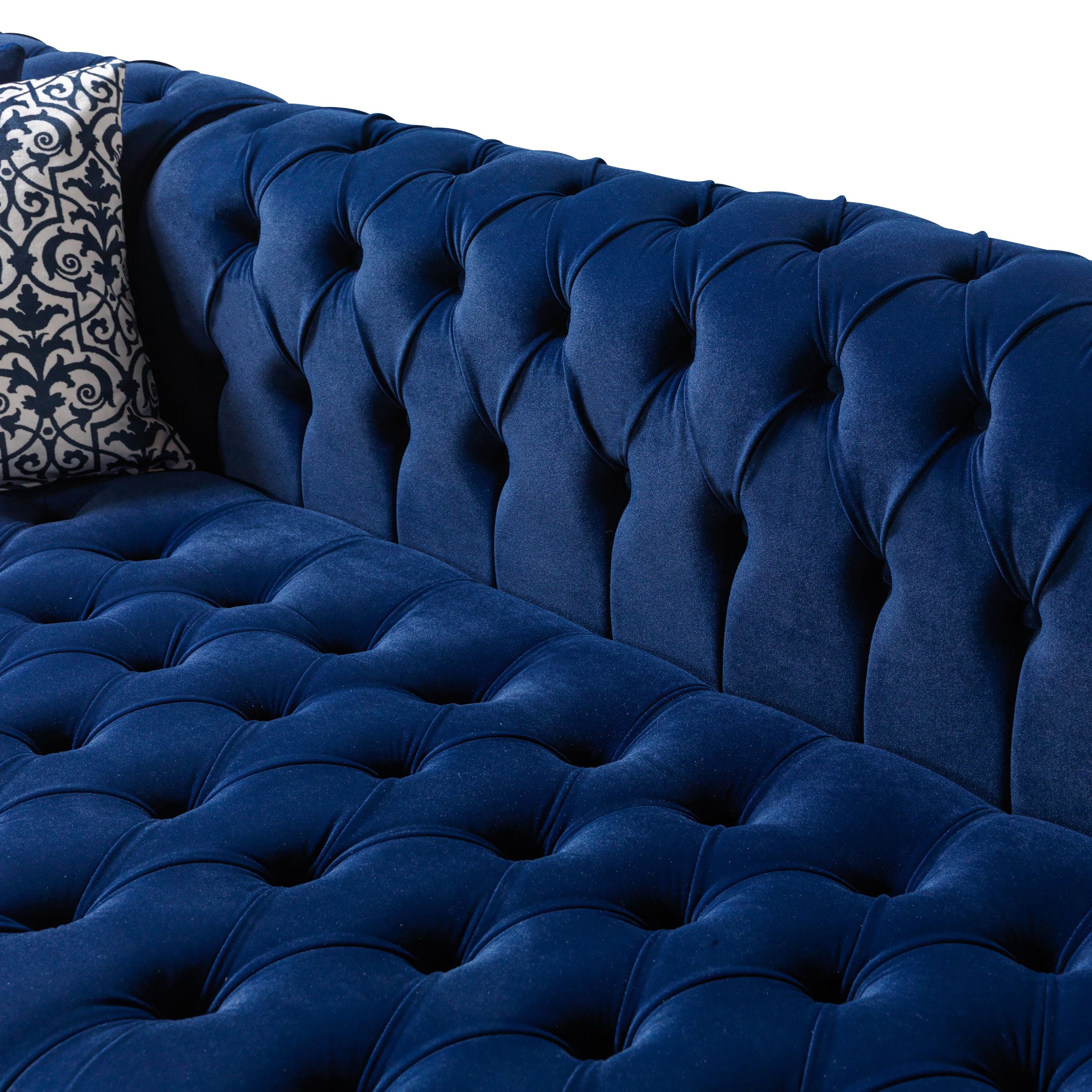 Nova - Lauren Navy Velvet Double Chaise 136" Sectional