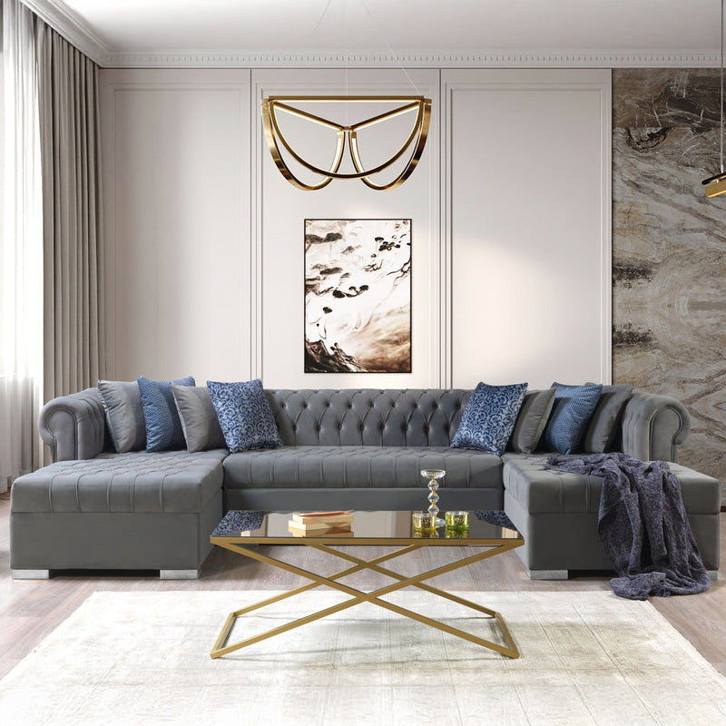 Nova - Lauren Velvet Double Chaise Sectional