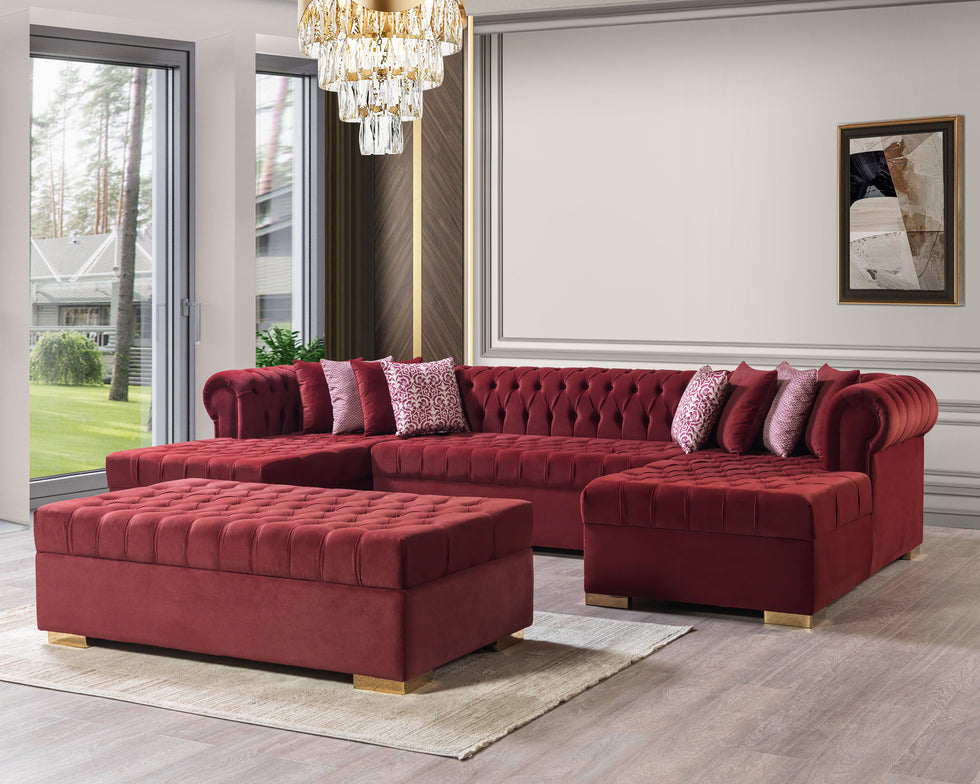 Nova - Lauren Velvet Rectangle Ottoman
