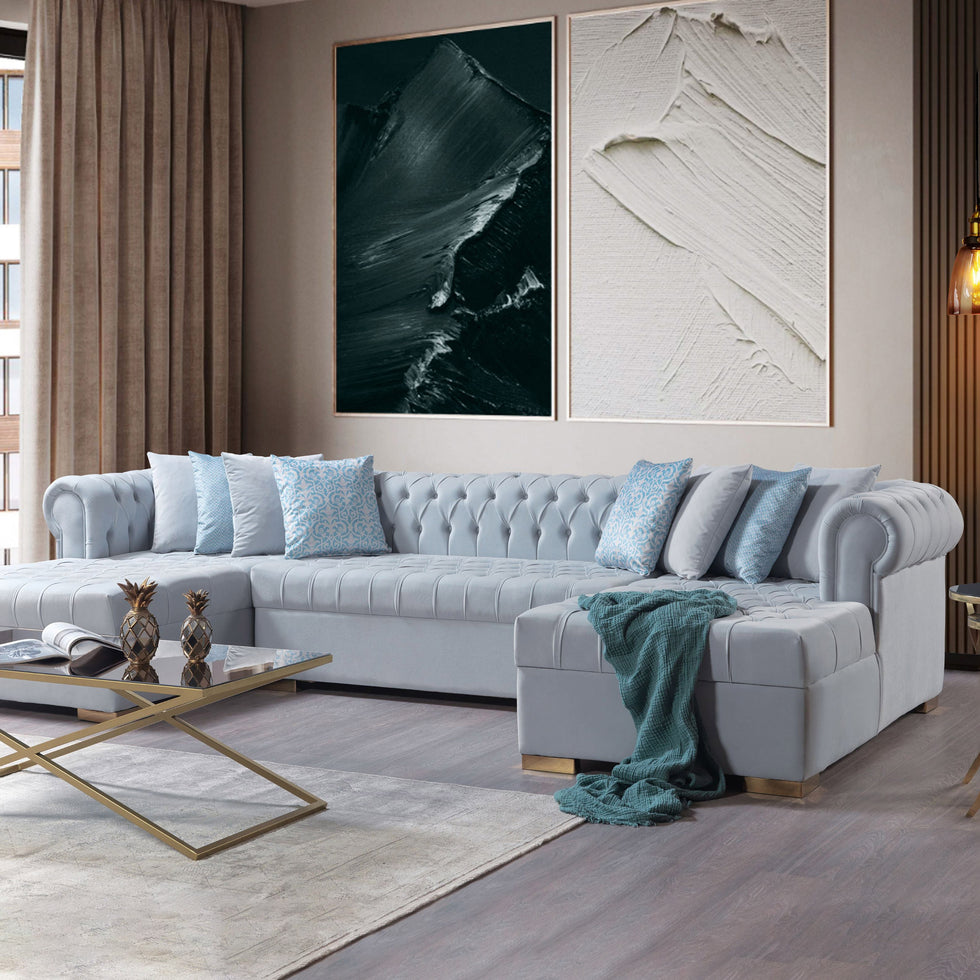 Nova - Lauren Velvet Double Chaise Sectional