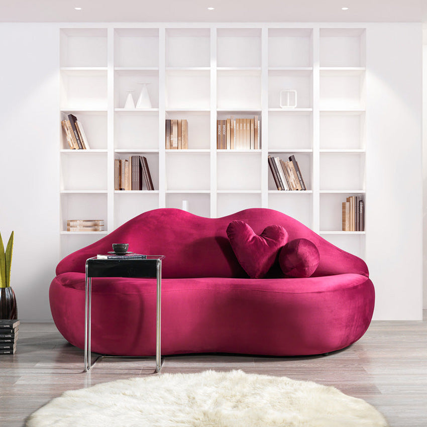 Nova - Lips Maroon Velvet Loveseat 81"
