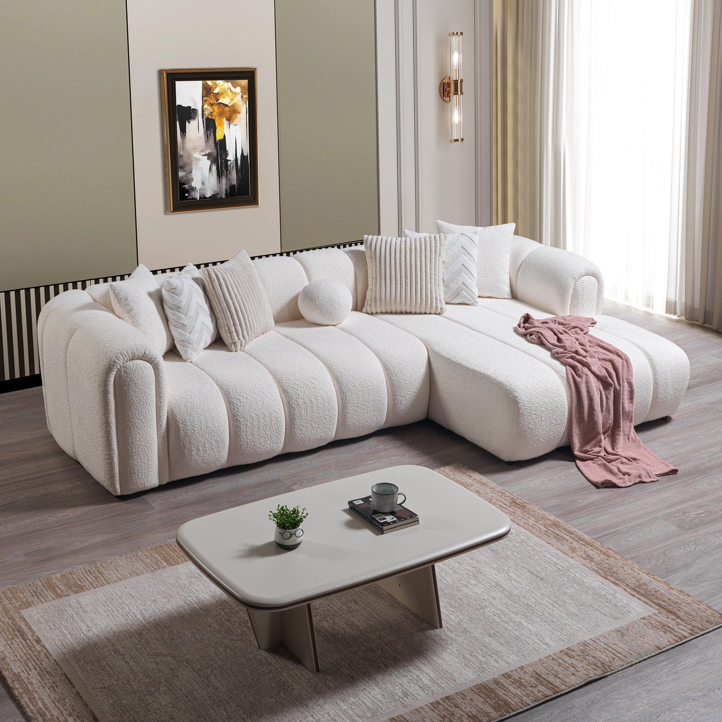 Nova - Lis Ivory Boucle RAF 115" Sectional