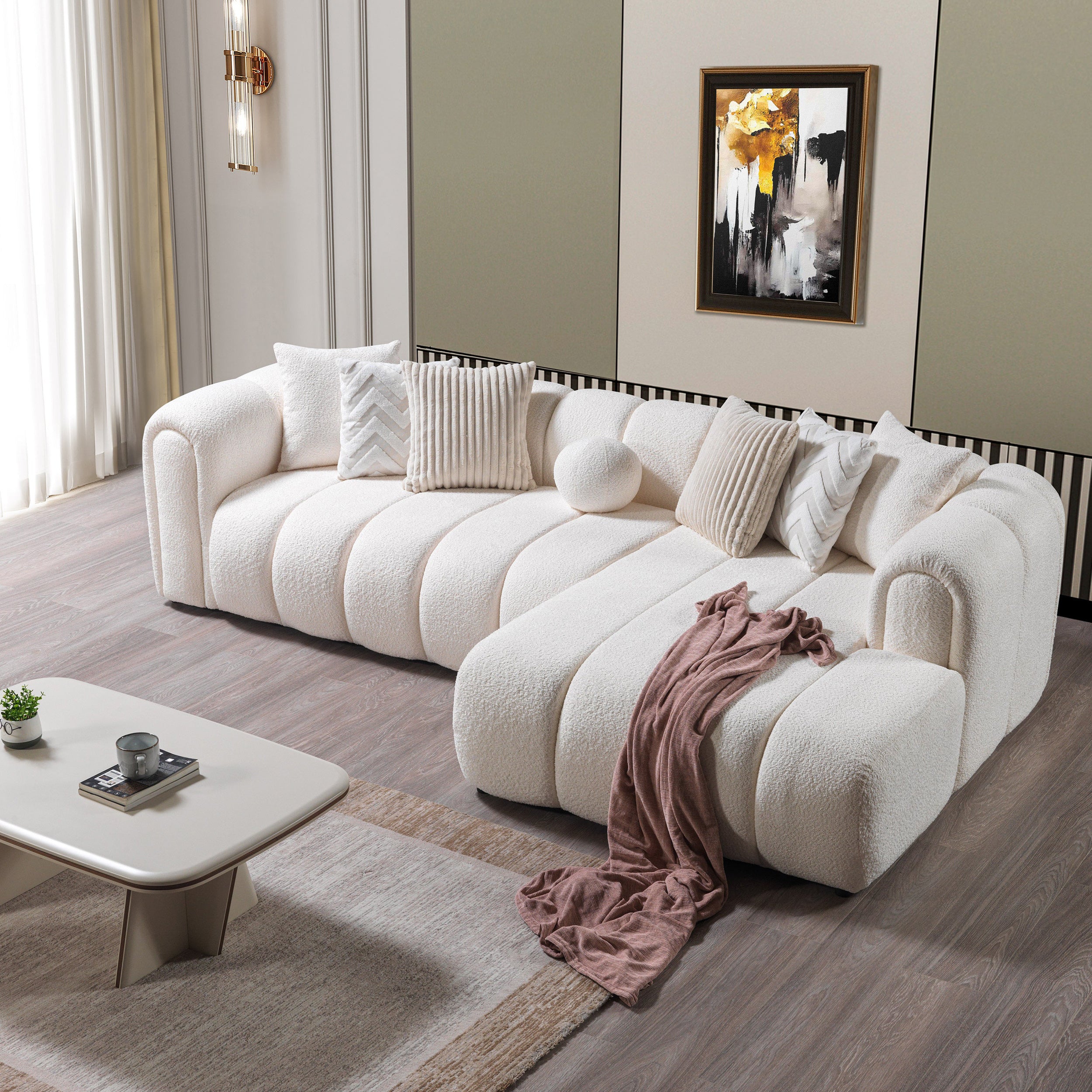 Nova - Lis Ivory Boucle RAF 115" Sectional