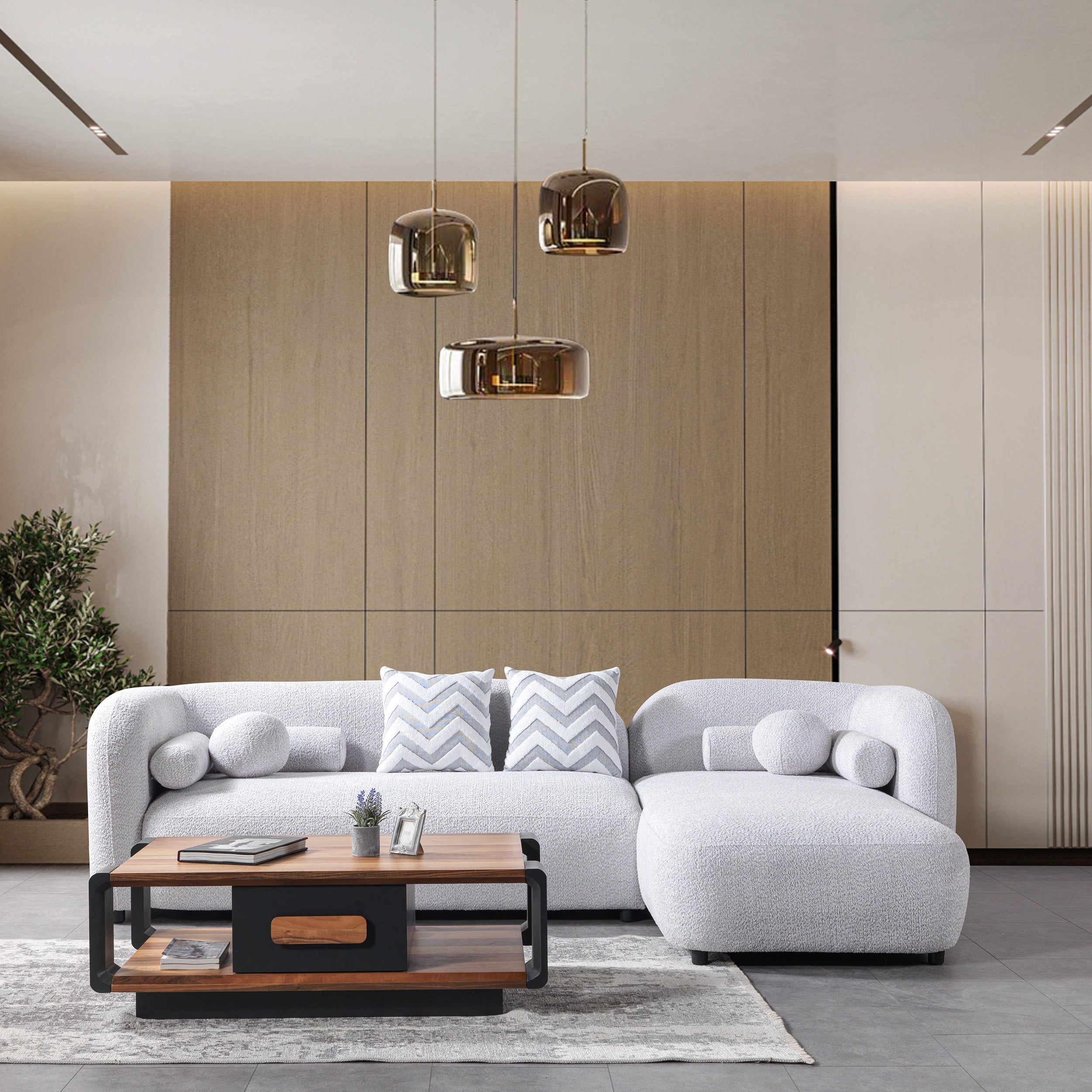Nova - Liva Gray Boucle RAF 110" Sectional