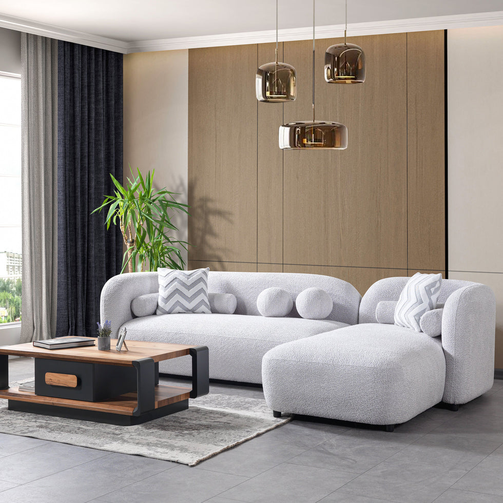 Nova - Liva Gray Boucle RAF 110" Sectional