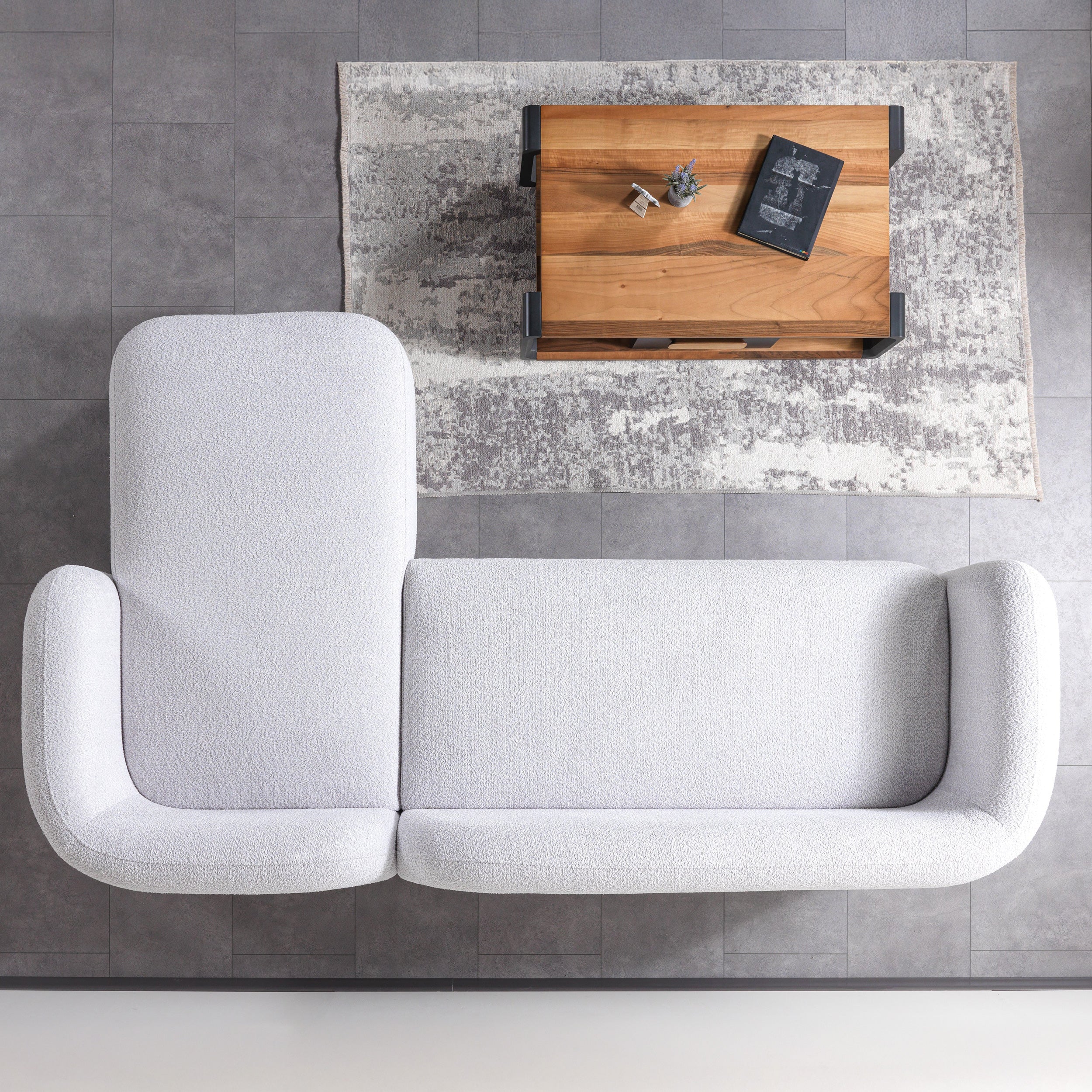 Nova - Liva Gray Boucle RAF 110" Sectional