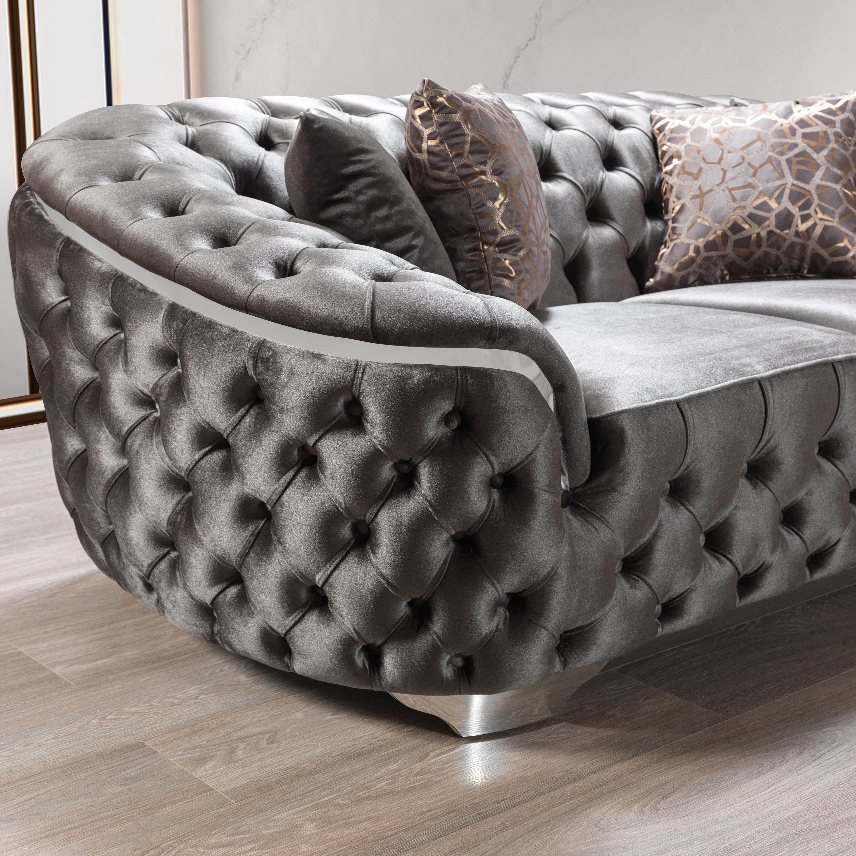 Nova - Lupino Gray Velvet Sofa 95" & Loveseat 82"