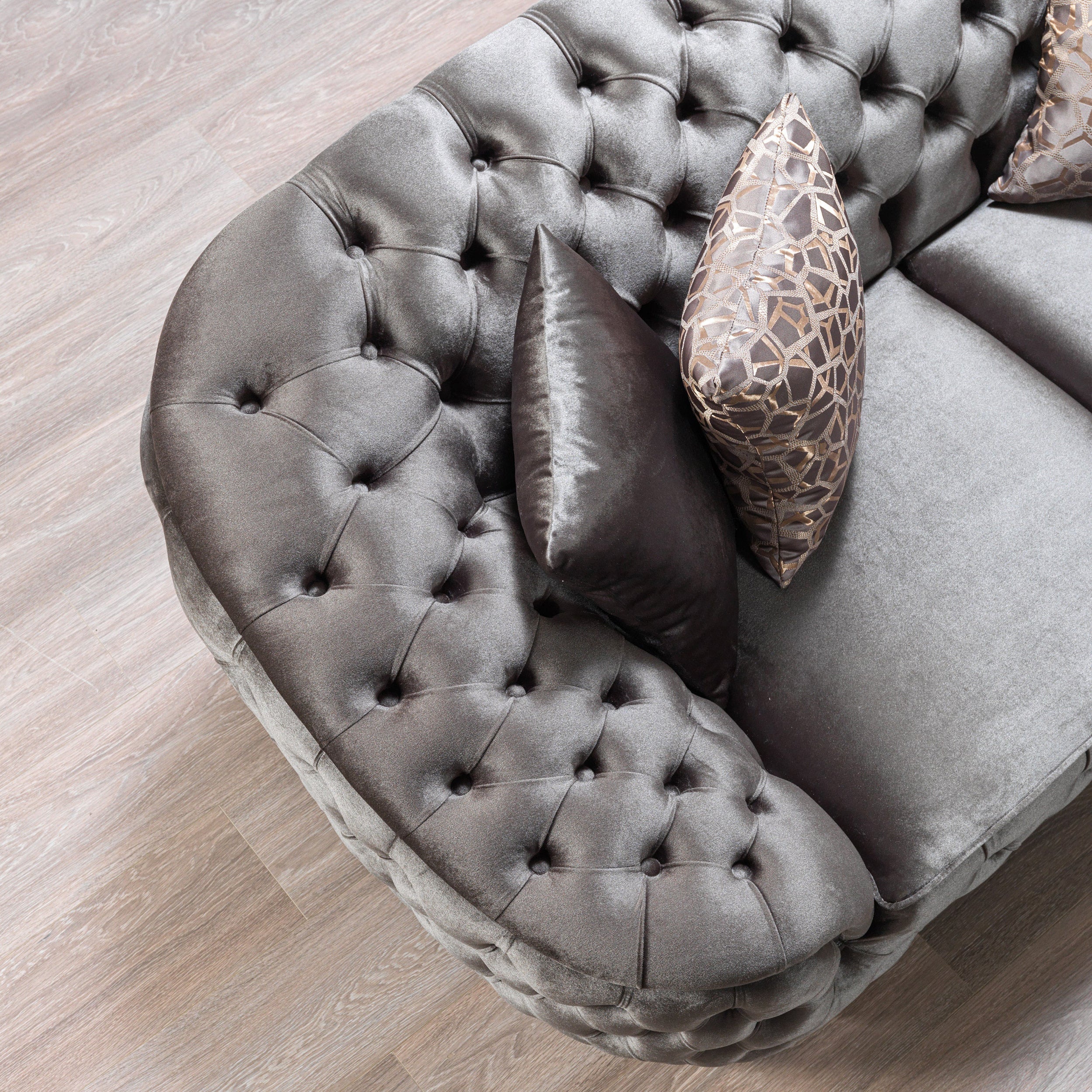 Nova - Lupino Gray Velvet Sofa 95" & Loveseat 82"