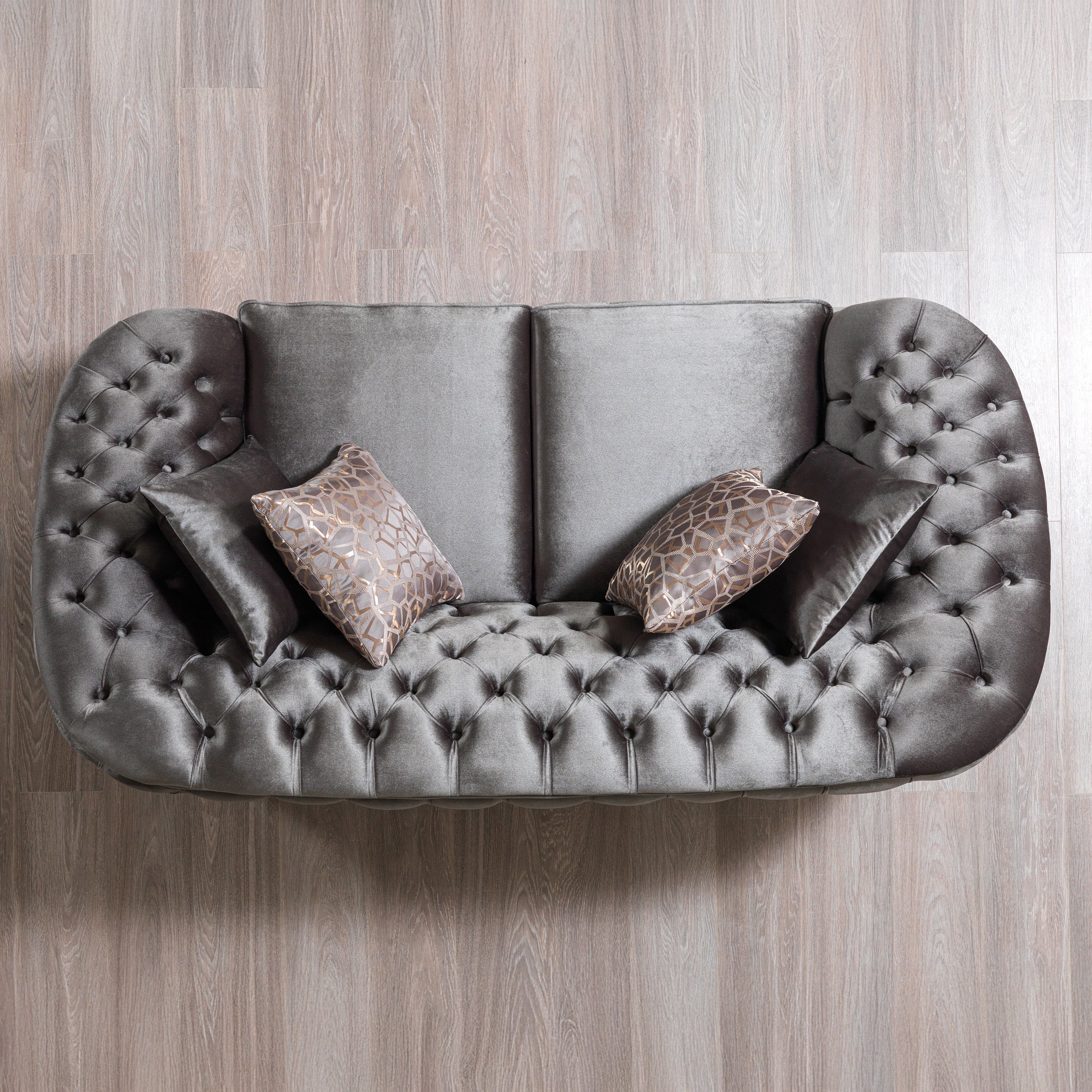 Nova - Lupino Gray Velvet Sofa 95" & Loveseat 82"
