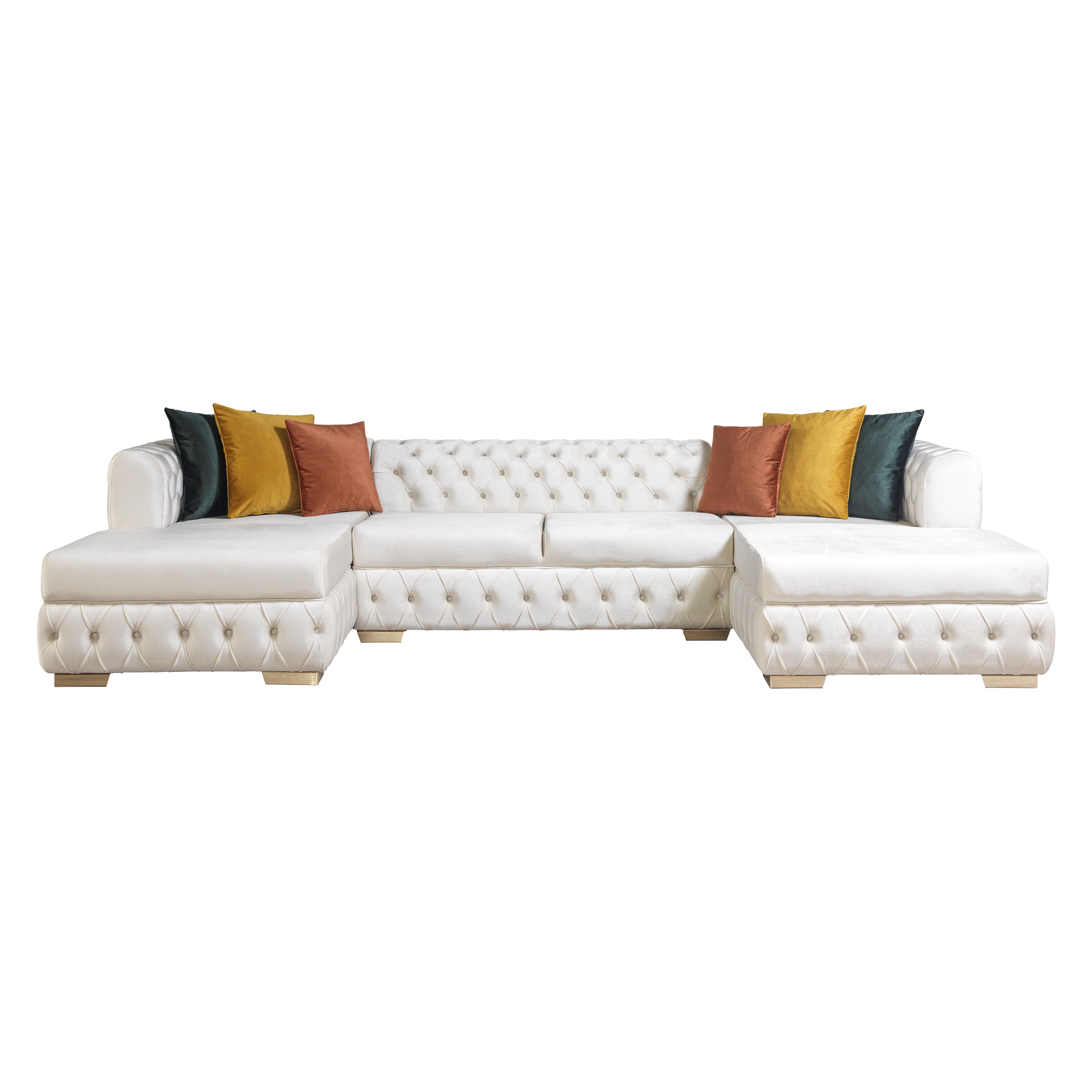 Nova - Matilda Velvet Double Chaise Sectional in Ivory