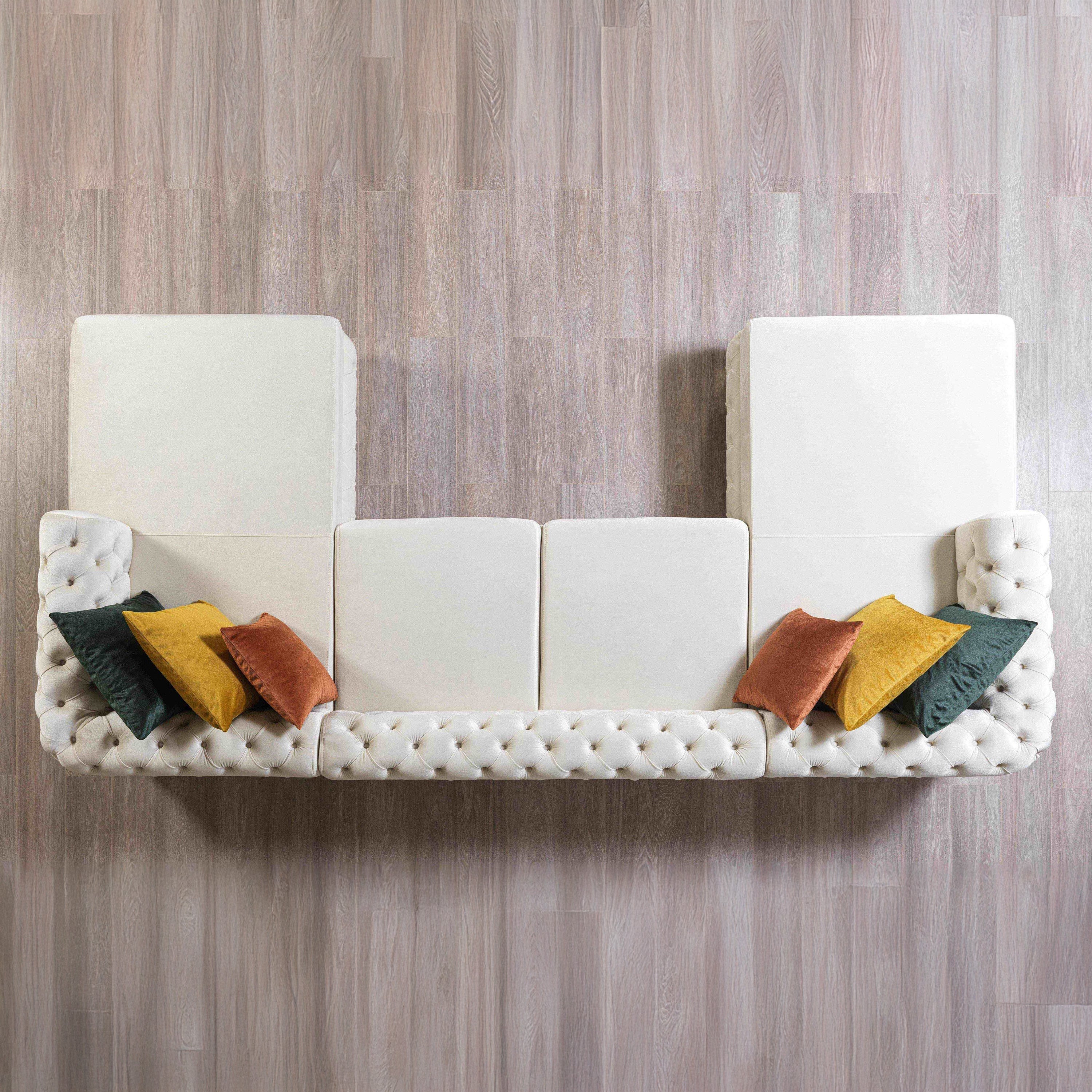 Nova - Matilda Velvet Double Chaise Sectional in Ivory