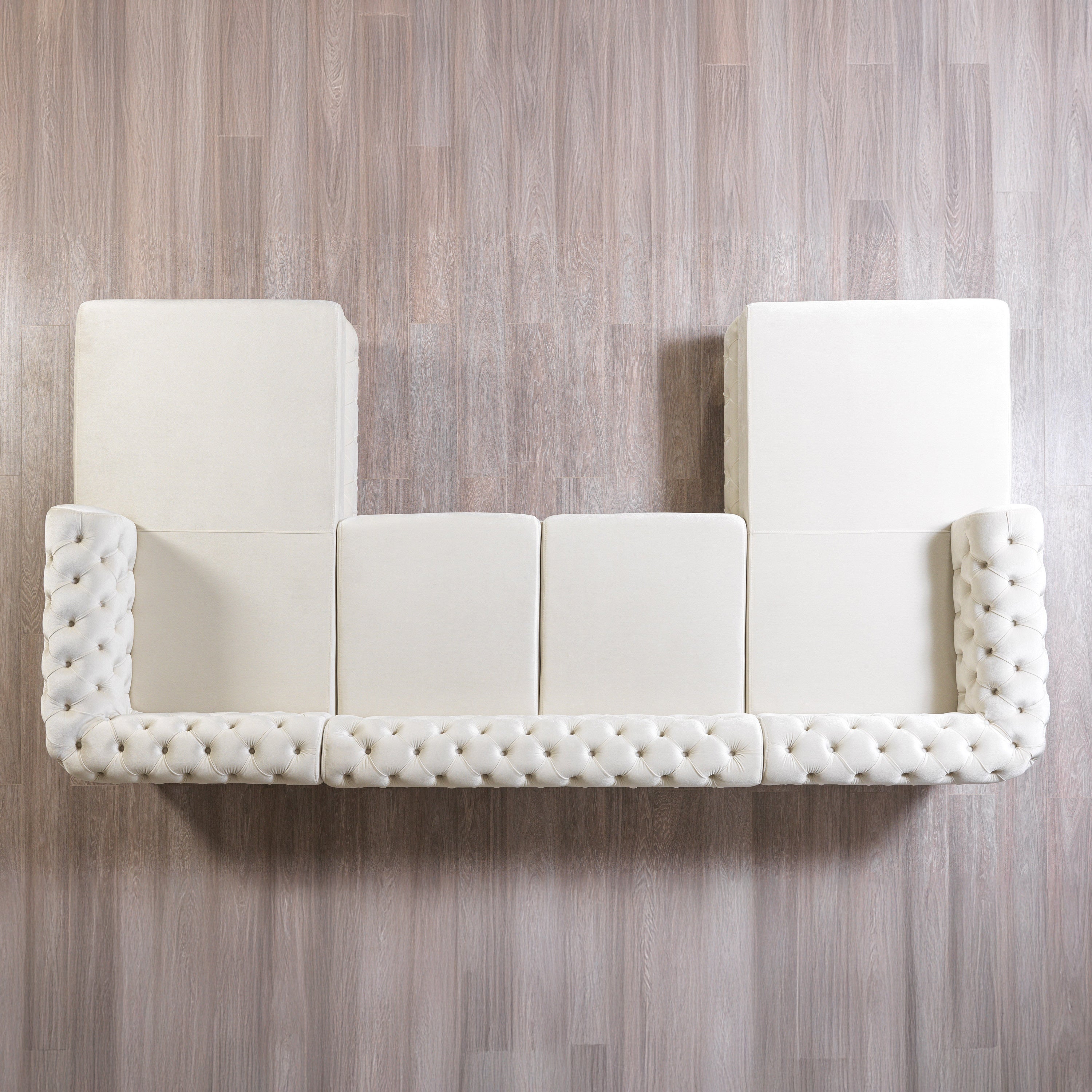 Nova - Matilda Velvet Double Chaise Sectional in Ivory
