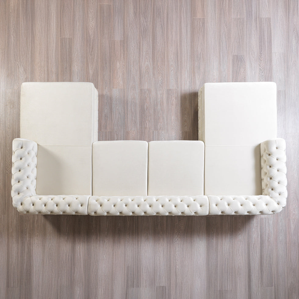 Nova - Matilda Velvet Double Chaise Sectional in Ivory