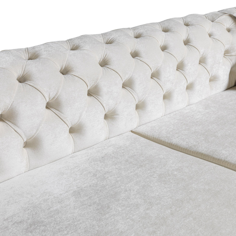 Nova - Matilda Velvet Double Chaise Sectional in Ivory