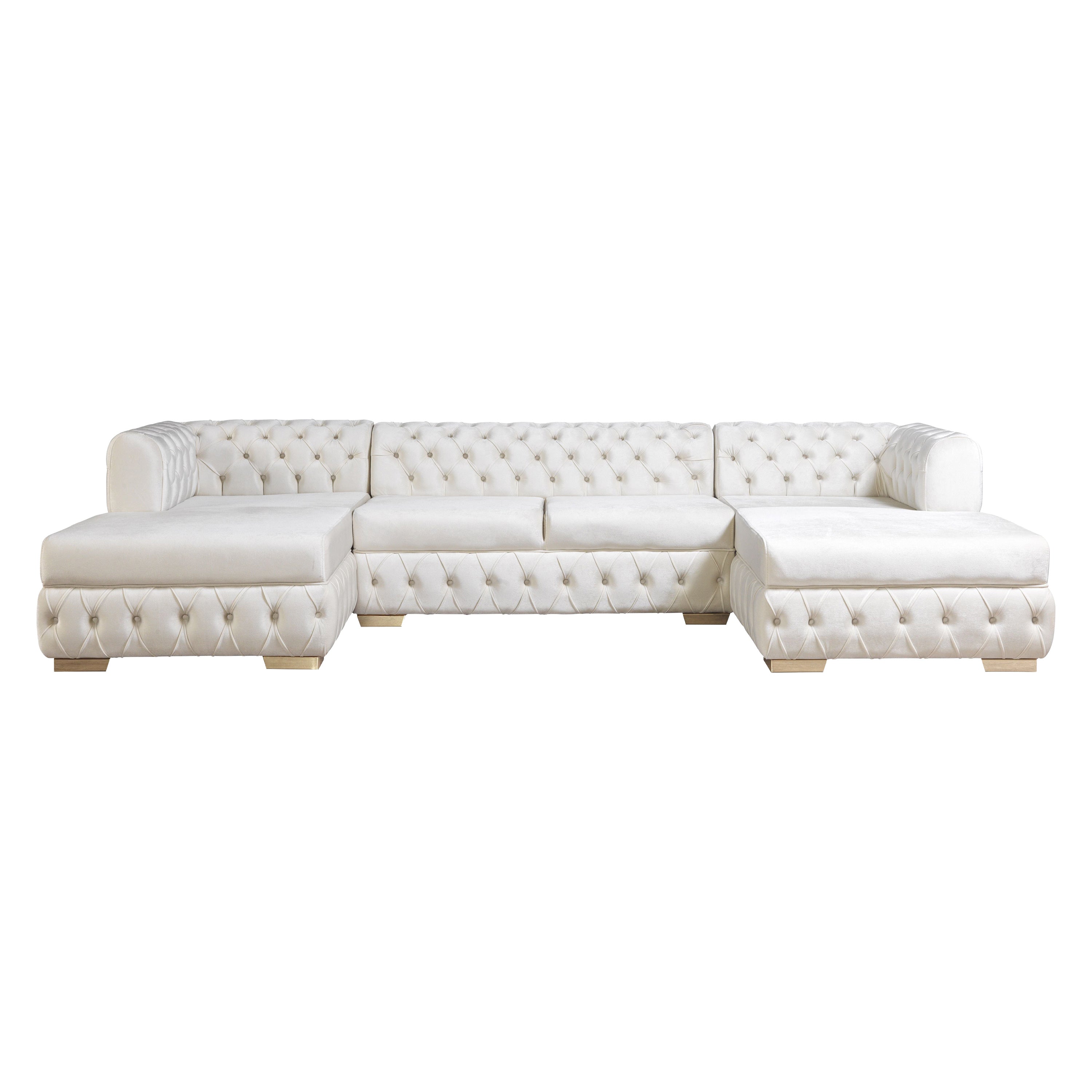 Nova - Matilda Velvet Double Chaise Sectional in Ivory
