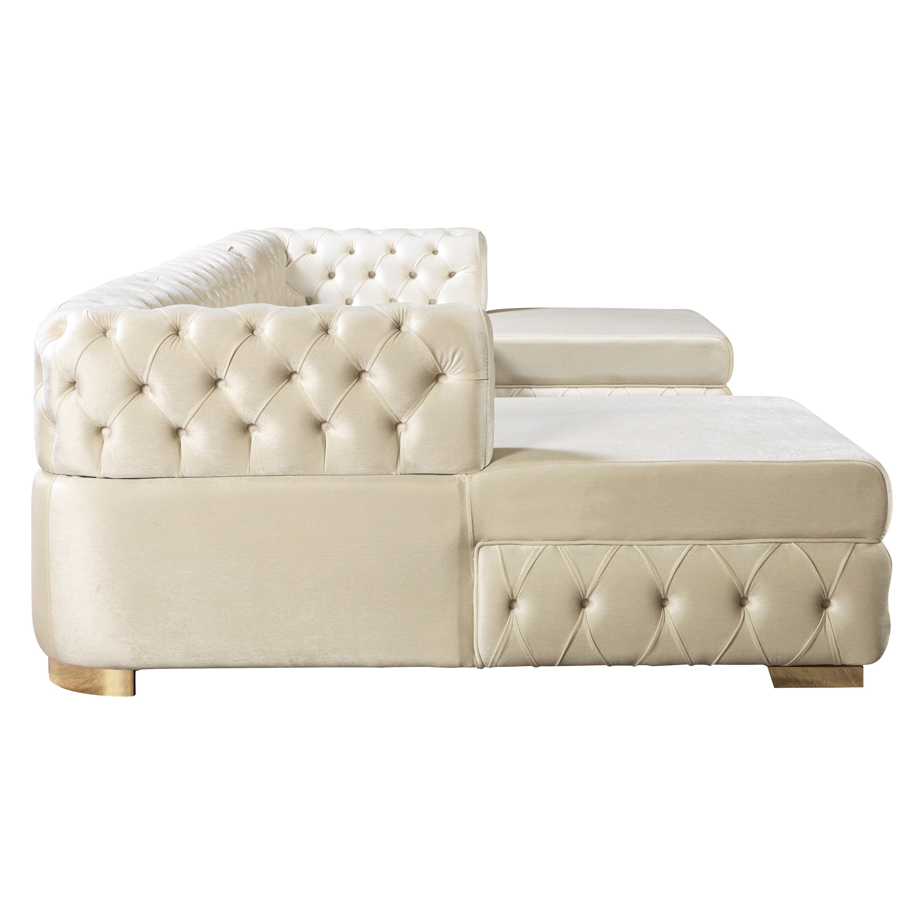 Nova - Matilda Velvet Double Chaise Sectional in Ivory