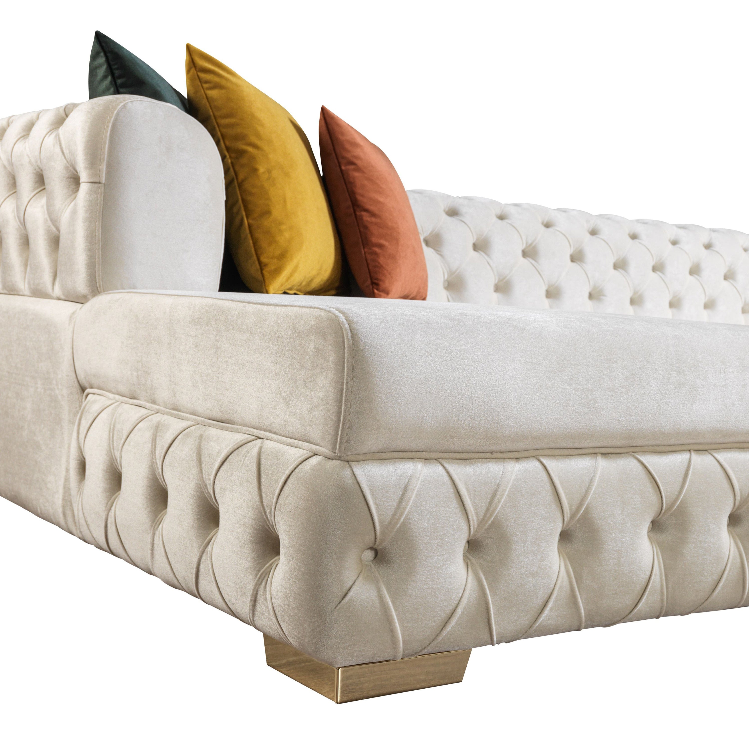 Nova - Matilda Velvet Double Chaise Sectional in Ivory