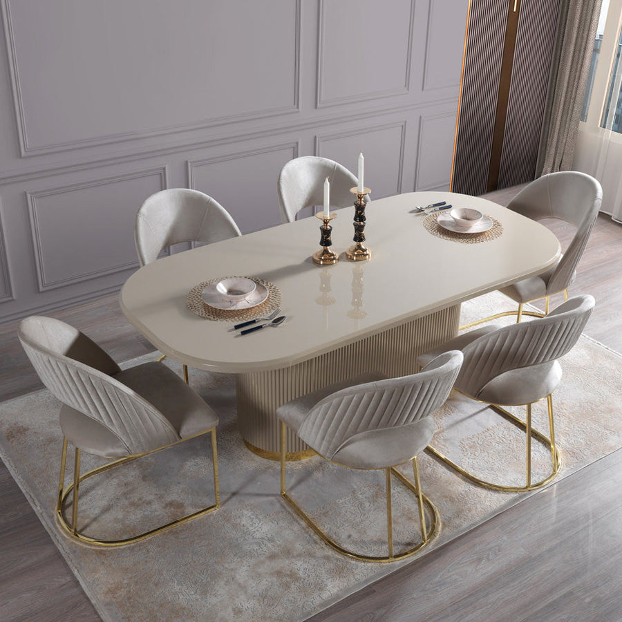 Nova - Milena 7-Piece Dining Set in Ivory