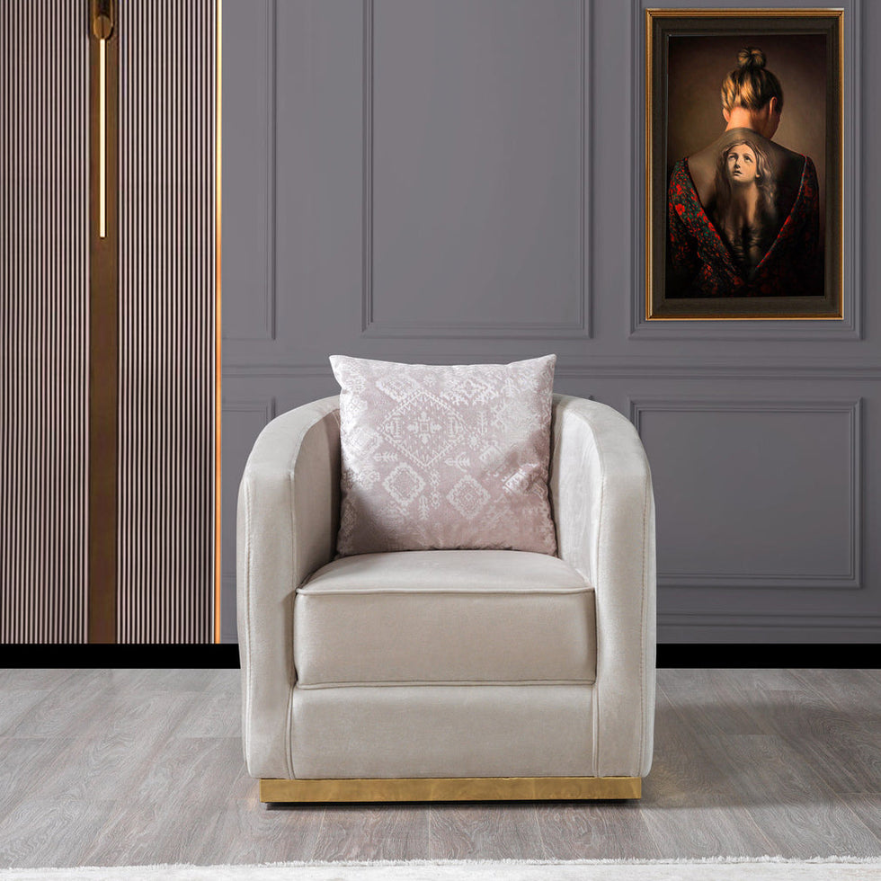 Nova - Milena Velvet Chair in Ivory