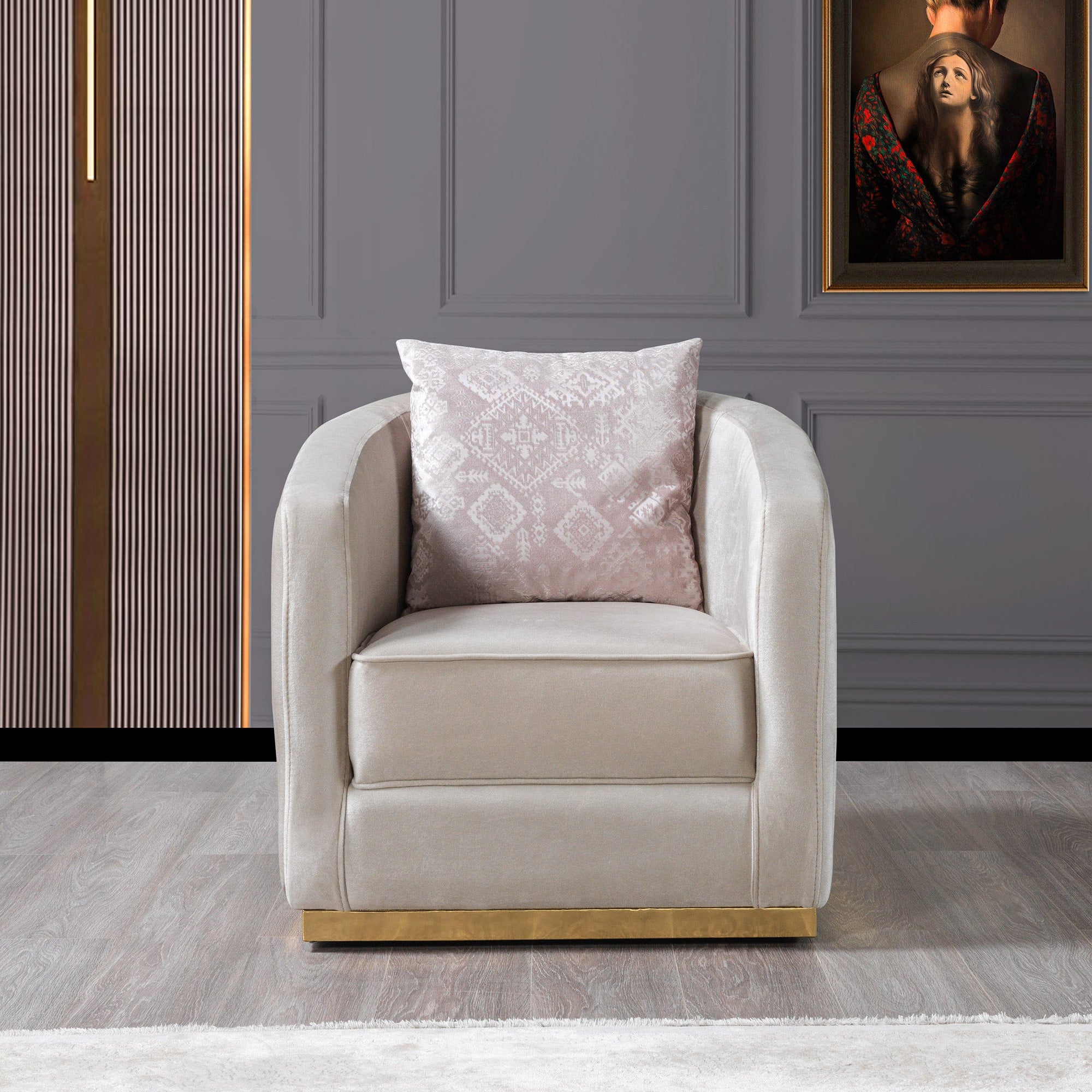 Nova - Milena Velvet Chair in Ivory
