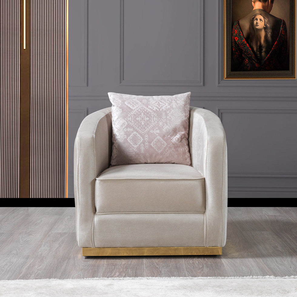Nova - Milena Velvet Chair in Ivory