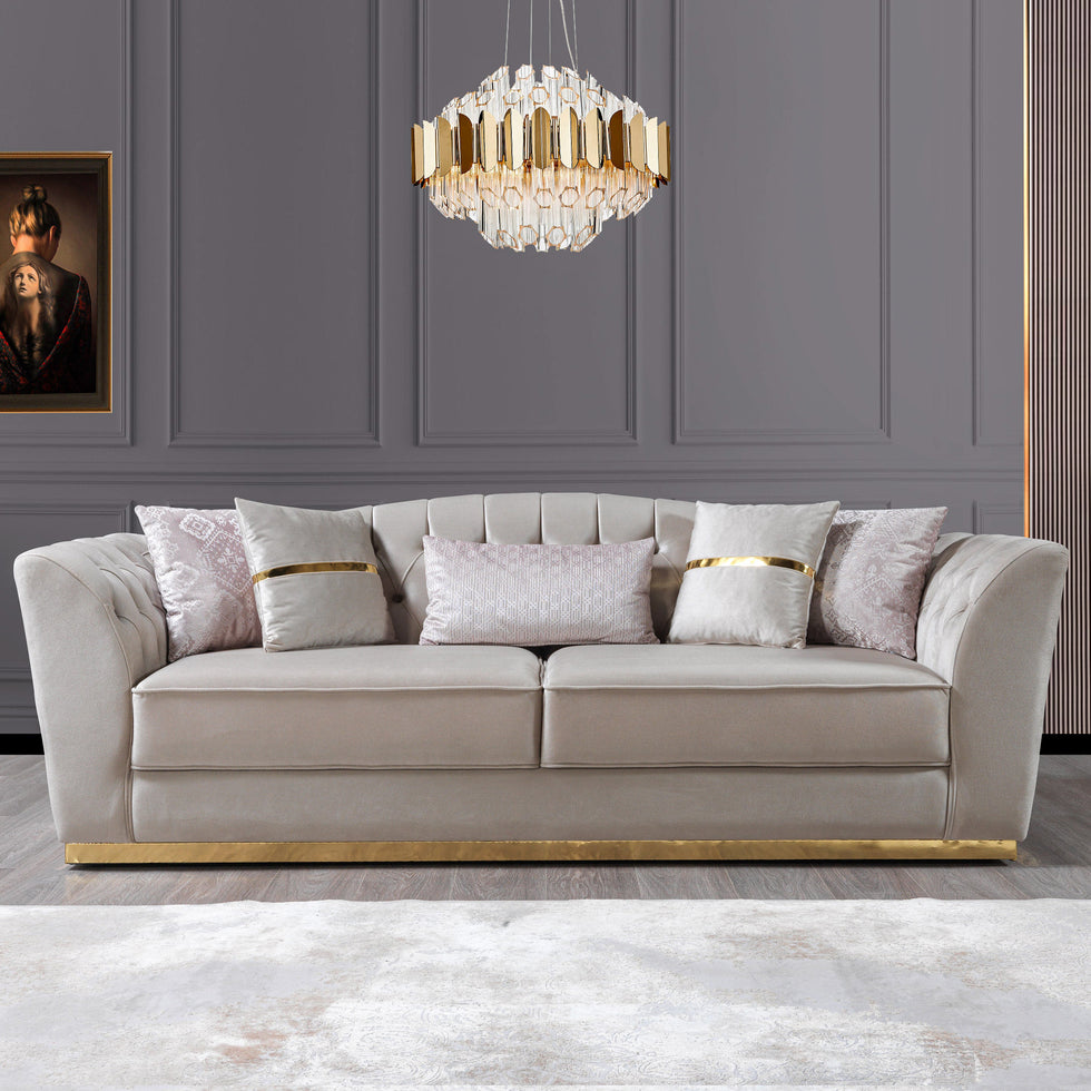 Nova - Milena Velvet Sofa & Loveseat in Ivory