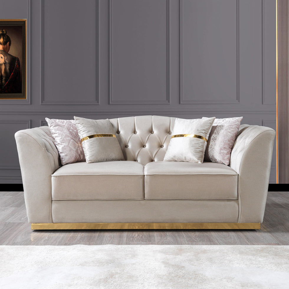 Nova - Milena Velvet Sofa & Loveseat in Ivory