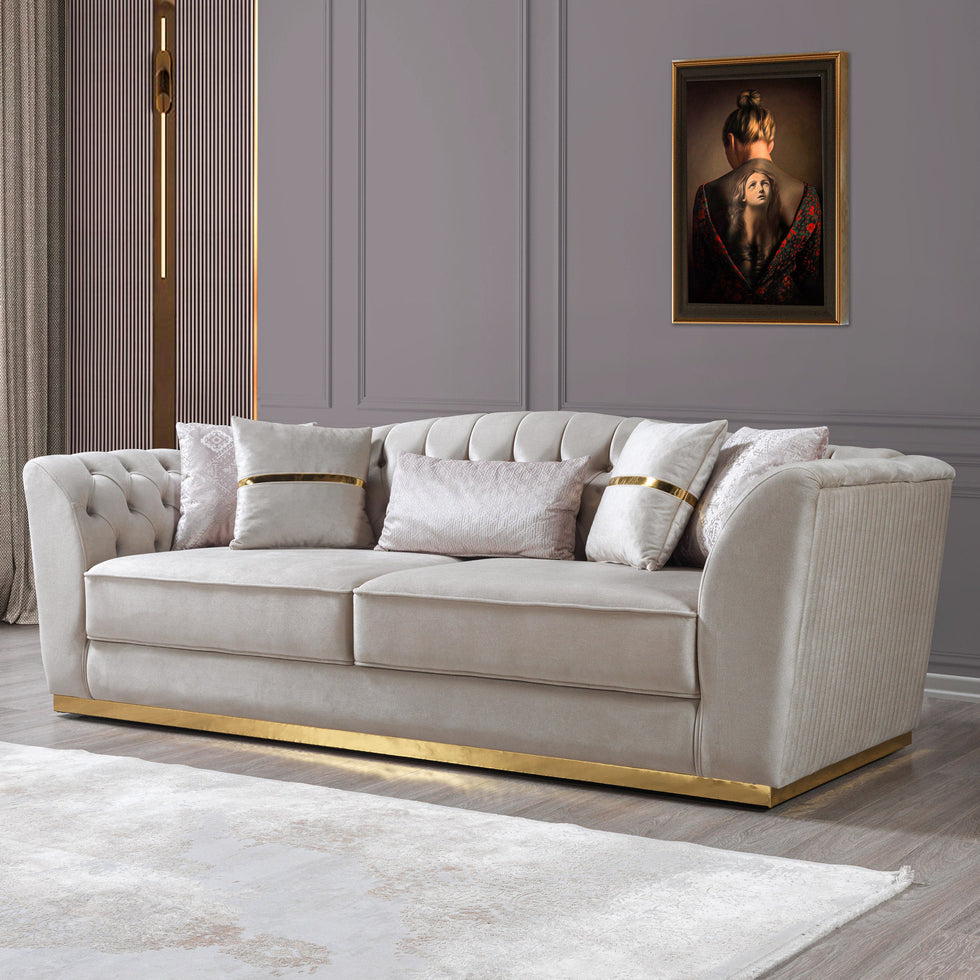 Nova - Milena Velvet Sofa & Loveseat in Ivory