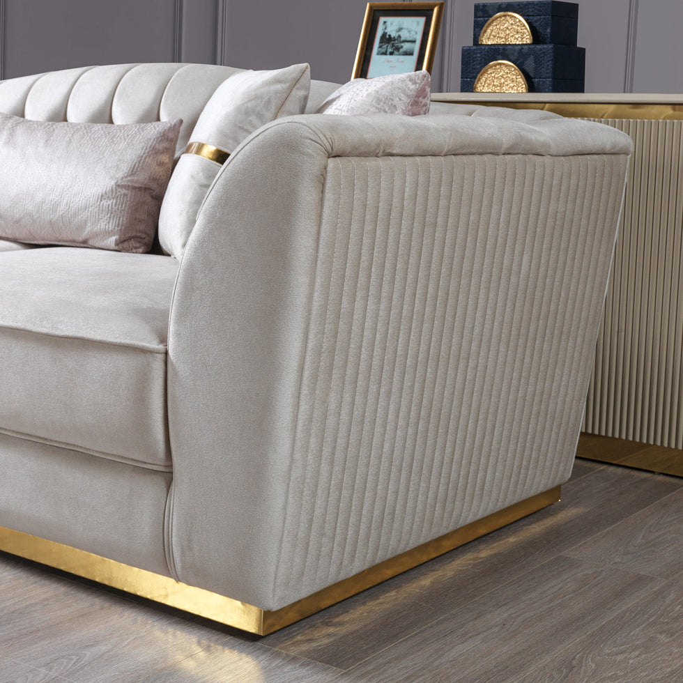 Nova - Milena Velvet Sofa & Loveseat in Ivory