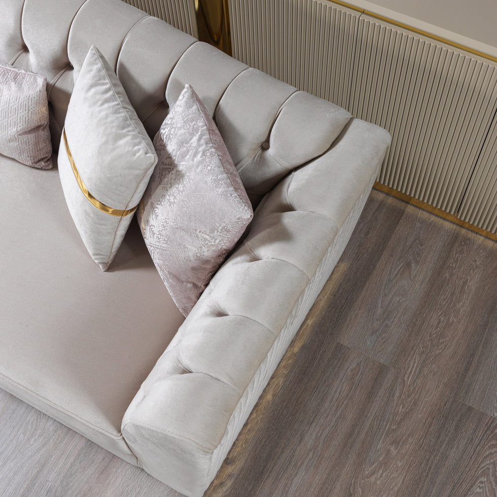 Nova - Milena Velvet Sofa & Loveseat in Ivory