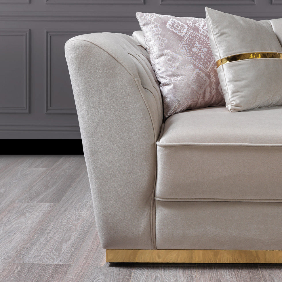 Nova - Milena Velvet Sofa & Loveseat in Ivory