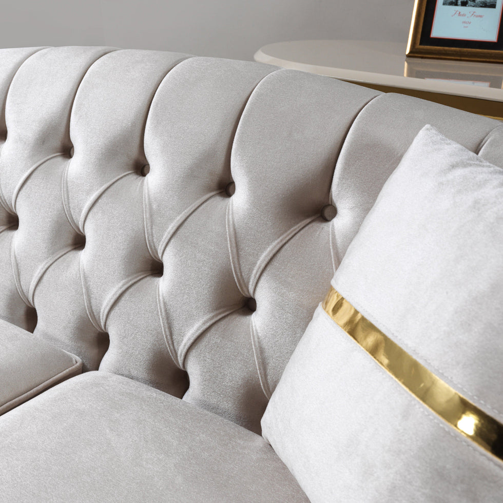 Nova - Milena Velvet Sofa & Loveseat in Ivory