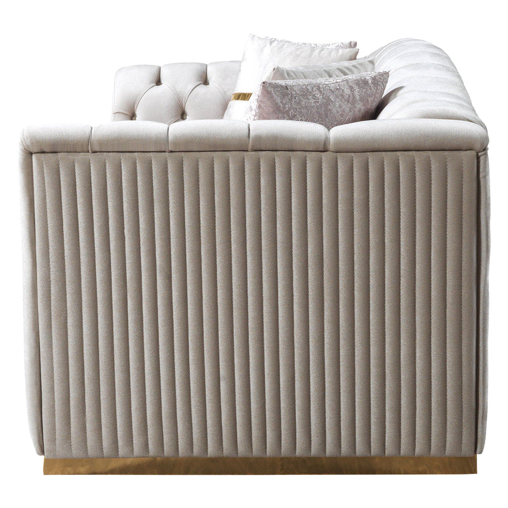 Nova - Milena Velvet Sofa & Loveseat in Ivory
