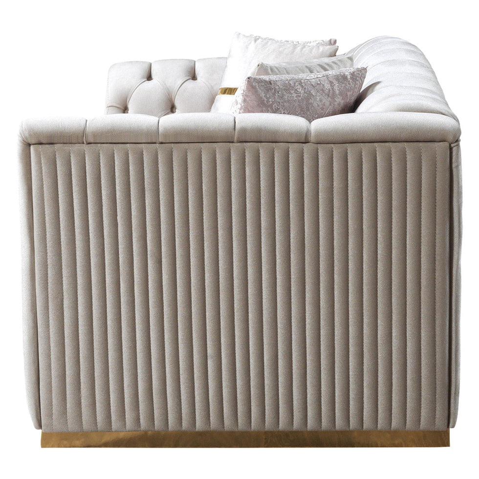 Nova - Milena Velvet Sofa & Loveseat in Ivory