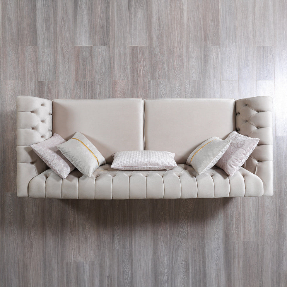 Nova - Milena Velvet Sofa & Loveseat in Ivory